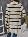 Perfee Striped Button Up Long Sleeve Cardigan