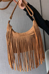 Suede Fringe Adjustable Strap Shoulder Bag